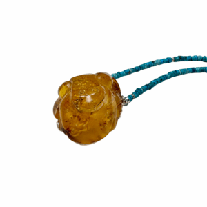 [Spring Tide] Frog – amber turquoise necklace