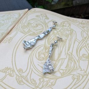 Molten Silver Asymmetric Earrings